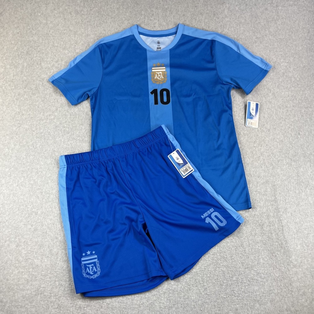 Argentina Messi #10 National Team Shirt and Shorts Set Mens Medium Blue Soccer